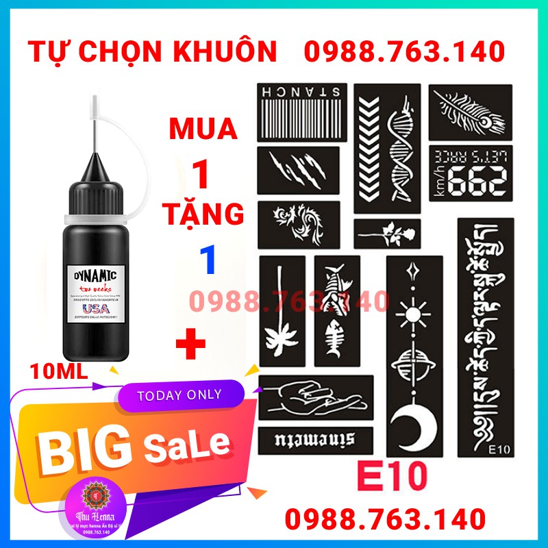 Mực xăm trái cây tạm thời 15 ngày mực Đen tặng 1 bảng khuôn
