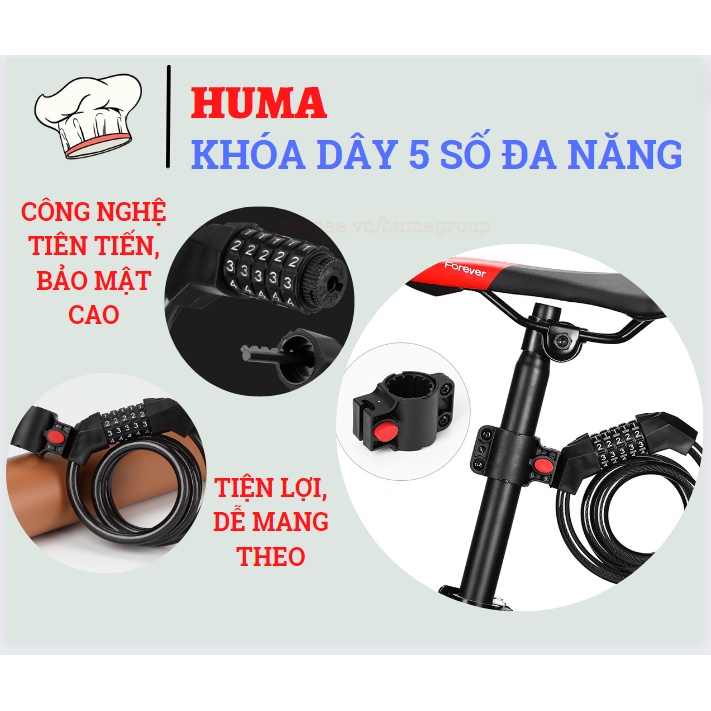 Khóa Dây 5 Số Bằng Cáp Thép Chắc Chắn, Chống Trộm, Bảo Vệ Tài Sản, Độ