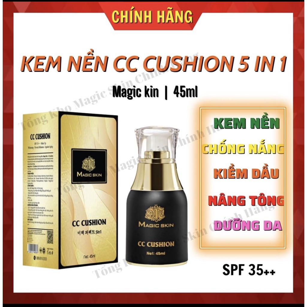 Kem nền chống nắng dưỡng trắng che khuyết điểm CC Cushion 5in1 Magic Skin