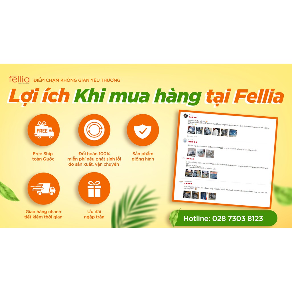 Muỗng sứ cao cấp Fellia có in hoa văn đôi thìa tinh tế_FELCA076