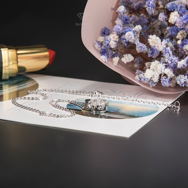 Dây chuyền bạc 925 mặt hình đôi cánh thiên thần hàng hộp sang trọng vòng cổ Bella925 3211