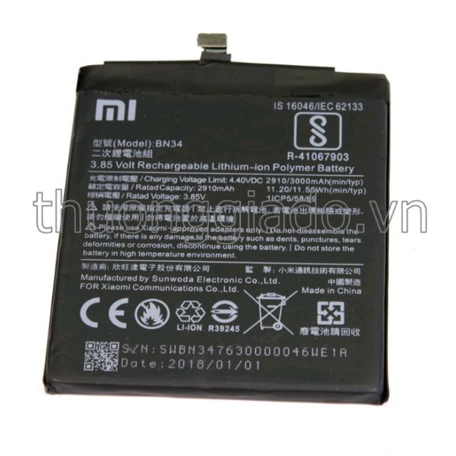 Pin xịn cho Xiaomi Redmi 5A (BN34) - Bảo hành 6 tháng đổi mới