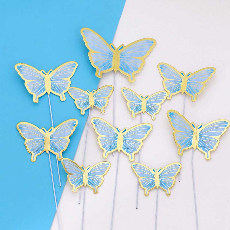 Set 10 phụ kiện trang trí bánh kem hình bướm nhiều màu DIY