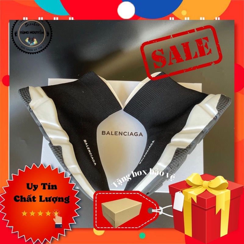 Balen speed, giày thể thao sneaker nam nữ cổ cao, bản nặng full phụ kiện
