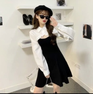 Áo sơ mi croptop phối bèo ( ảnh thật hình nền)
