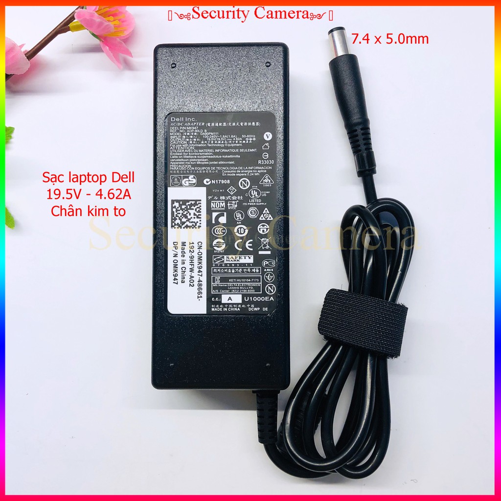 Sạc laptop dell 19.5V - 4.62A chân kim to , adapter laptop dell loại tốt (Bảo hành 12 tháng)