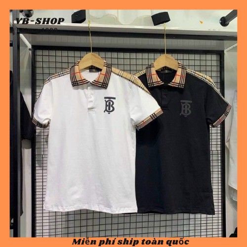Áo thun nam ngắn tay cổ bẻ in chữ B, vải cotton co giãn mềm mịn mặc mát form regular chuẩn VB-SHOP