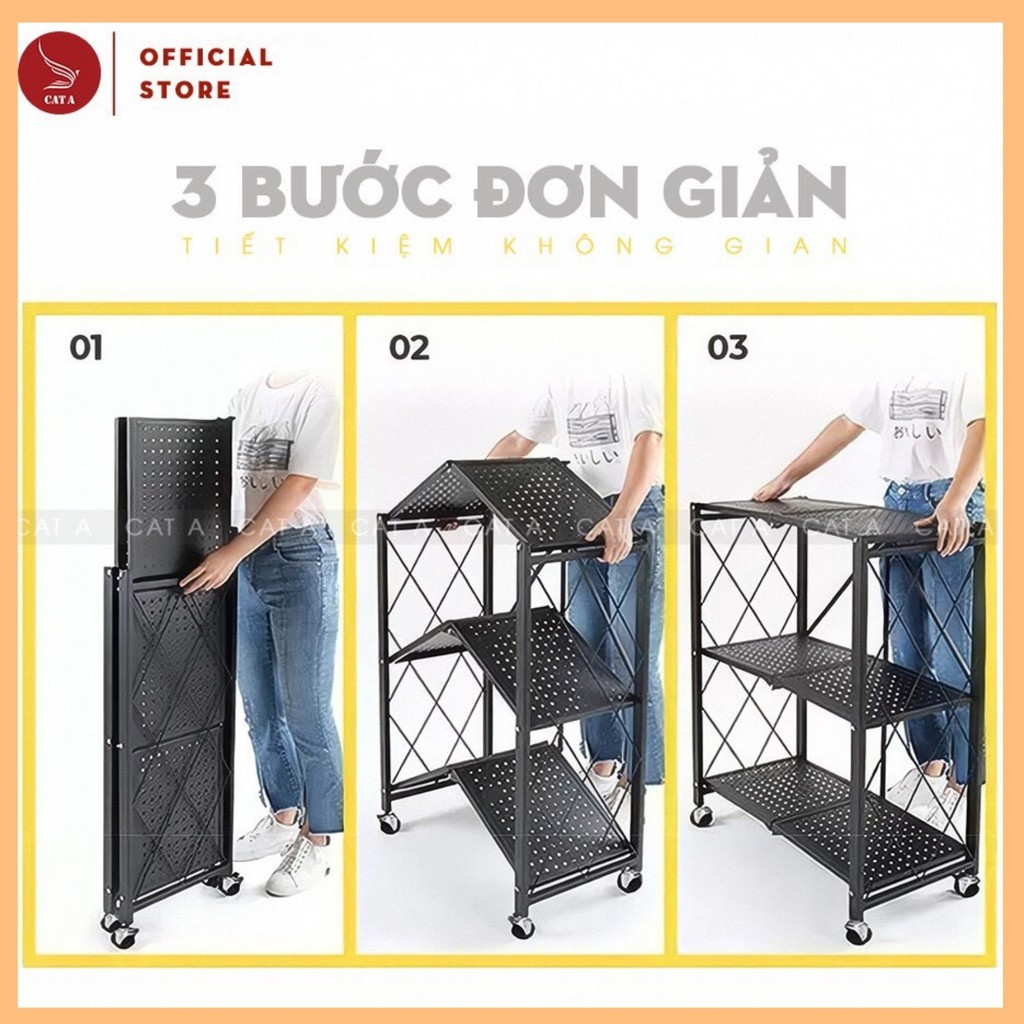 [𝐋𝐨𝐚̣𝐢 𝟏] Kệ đa năng gấp gọn có bánh xe 3 tầng, 4 tầng, 5 tầng để cây cảnh, lò vi sóng, lò nướng, sách,,,, | BigBuy360 - bigbuy360.vn
