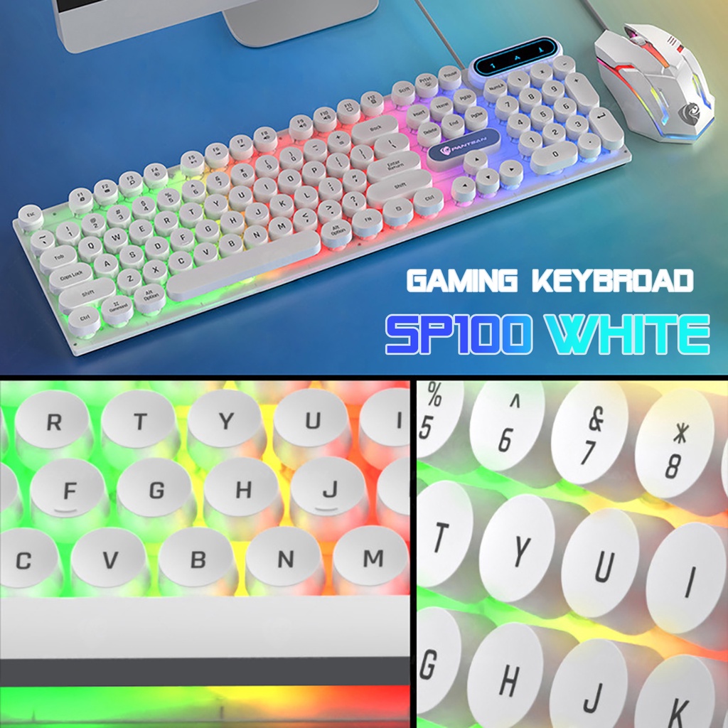 Bàn phím máy tính gaming giả cơ Sidotech SP100 nút tròn Led RGB chống nước chuyên chơi game, làm việc văn phòng