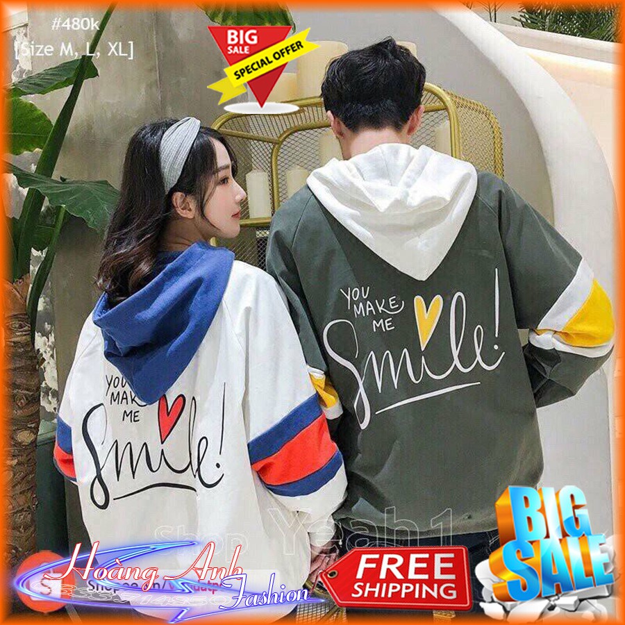 FREESHIP_ ÁO KHOÁC DÙ Smile [Có Form Rộng XL - Kèm Ảnh Thật]