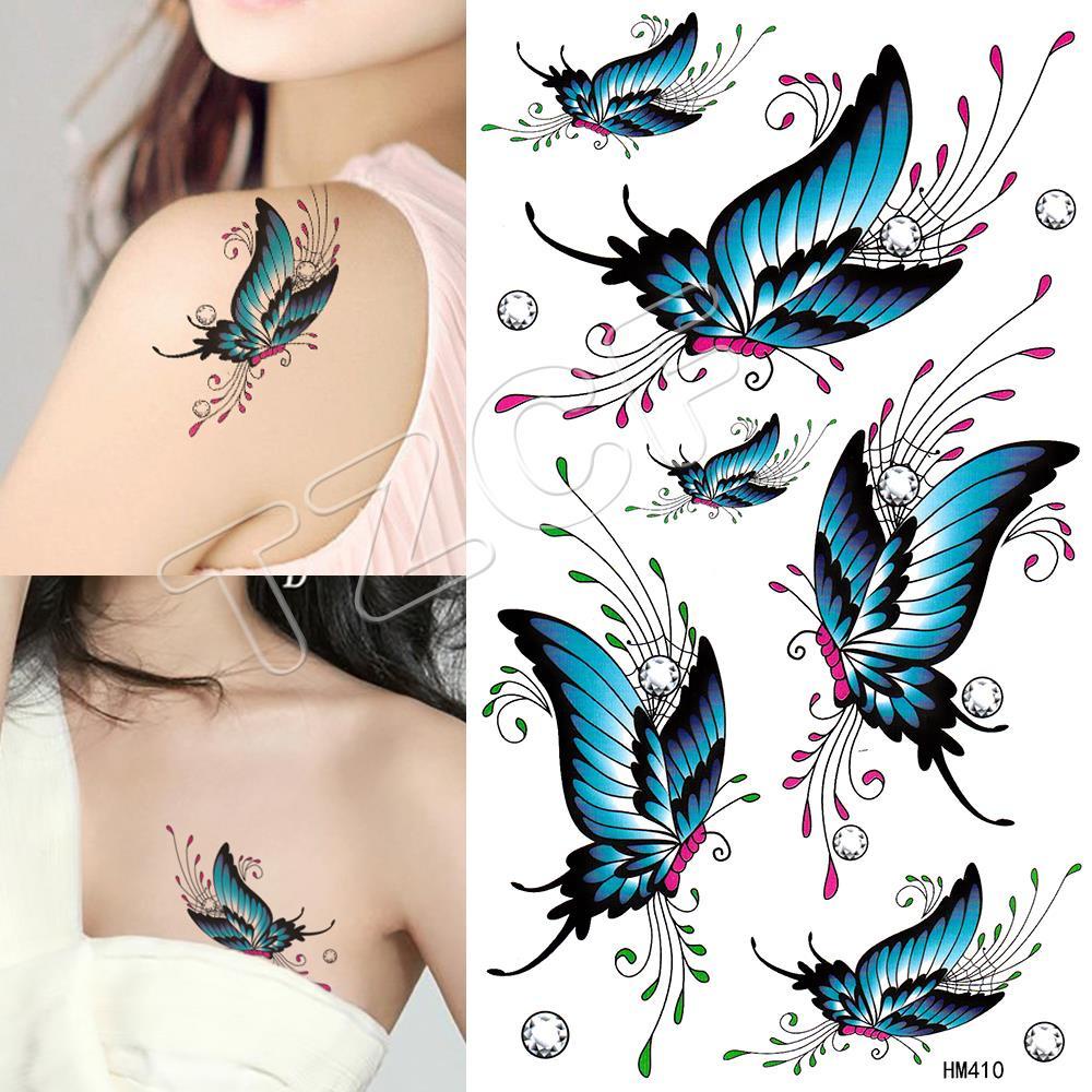 Set 30 Miếng Dán Hình Xăm Tạm Thời Họa Tiết Hoa Và Chữ Tiếng Anh Chống Thấm Nước