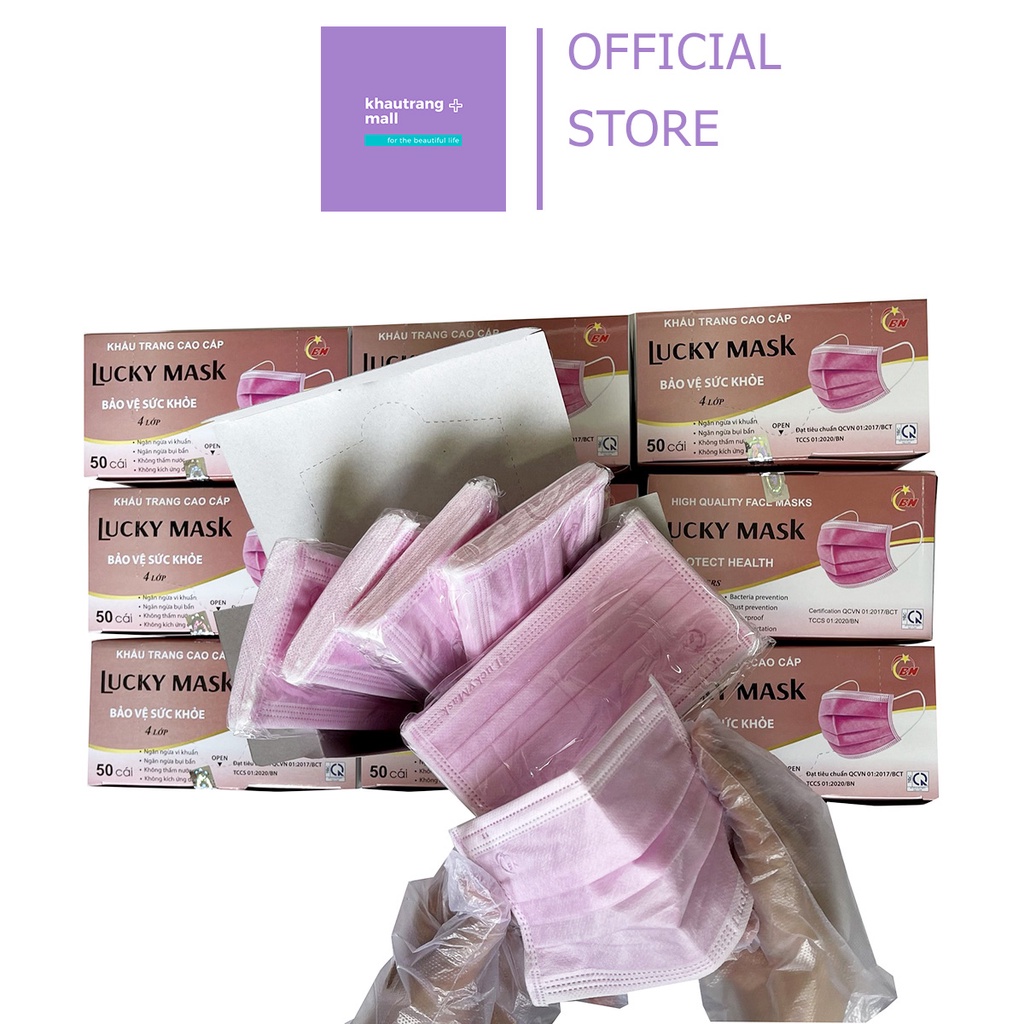 BAO 10 CÁI KHẨU TRANG Y TẾ 4 LỚP CAO CẤP LUCKY MASK V1 CHÍNH HÃNG HÀNG CÔNG TY CÓ GIẤY TỜ ĐỦ ĐIỀU KIỆN SẢN XUẤT