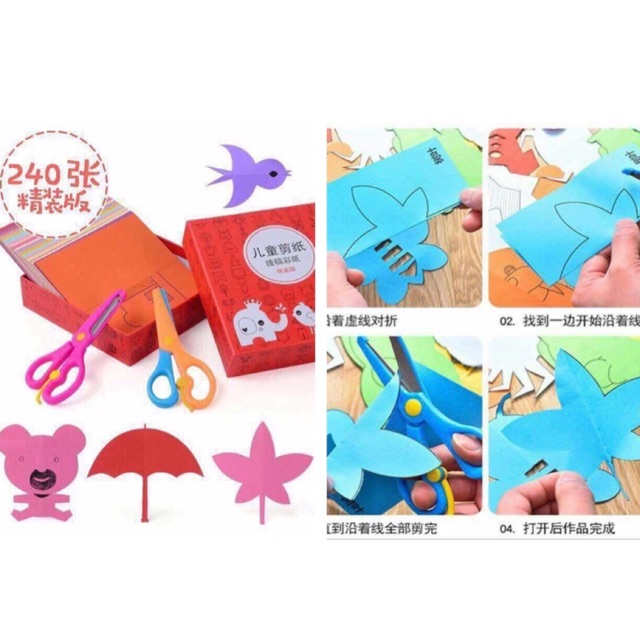 Sale off 50%- Đồ Chơi Hè cho Bé- Set GIẤY- KÉO TẠO HÌNH 240 tờ
