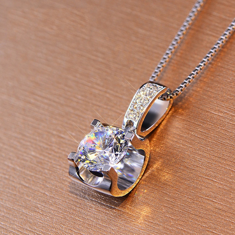 vòng cổ Mặt Chữ D Mạ Bạch Kim 18 K Màu Sắc Cổ Điển Sang Trọng 2 Carat