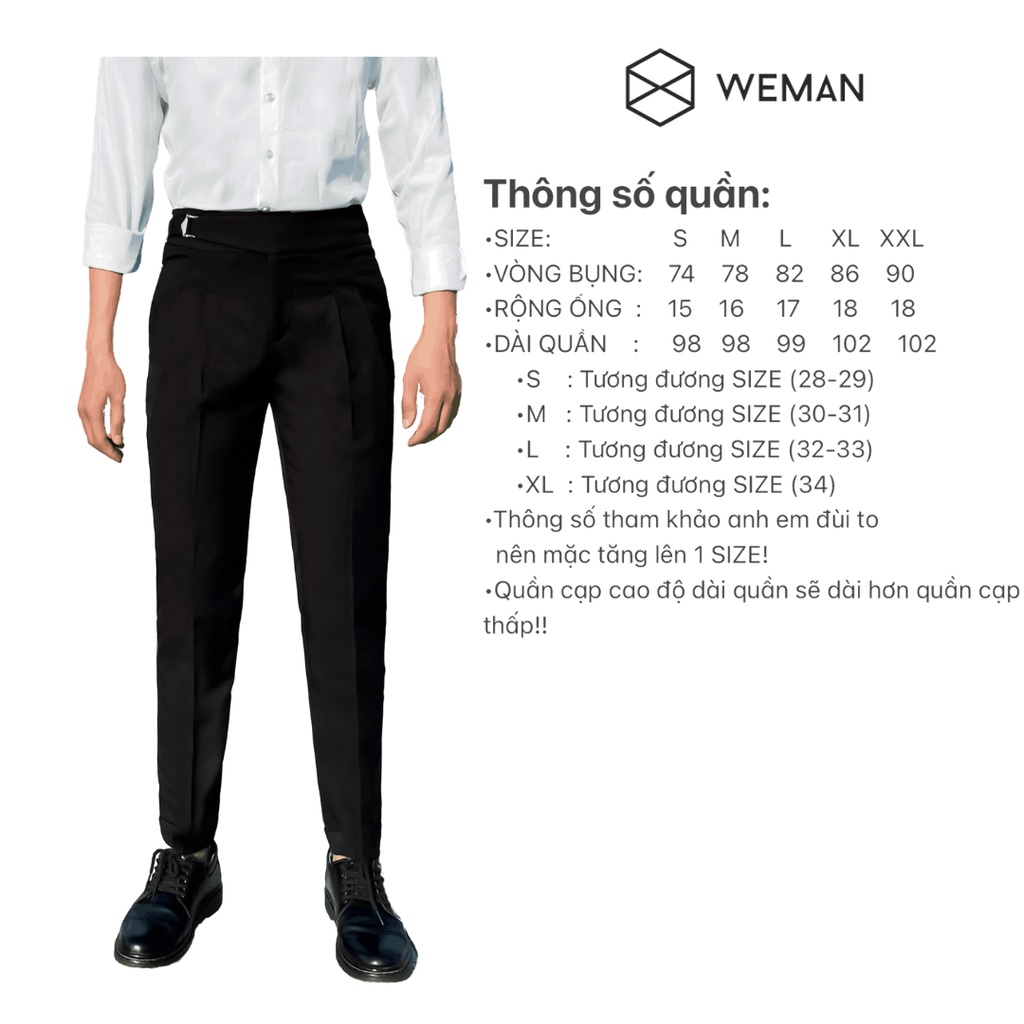 Quần Tây Nam Lưng Cao Sidetab, Thiết kế Cạp Cao Phom Dáng Slim Fit Hàn Quốc Signature Thời Trang WEMAN - WM01