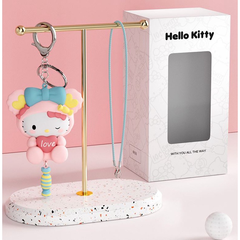 Phụ Kiện Móc Treo Gương Chiếu Hậu Xe Hơi Hình Mèo Kitty Dễ Thương DIY