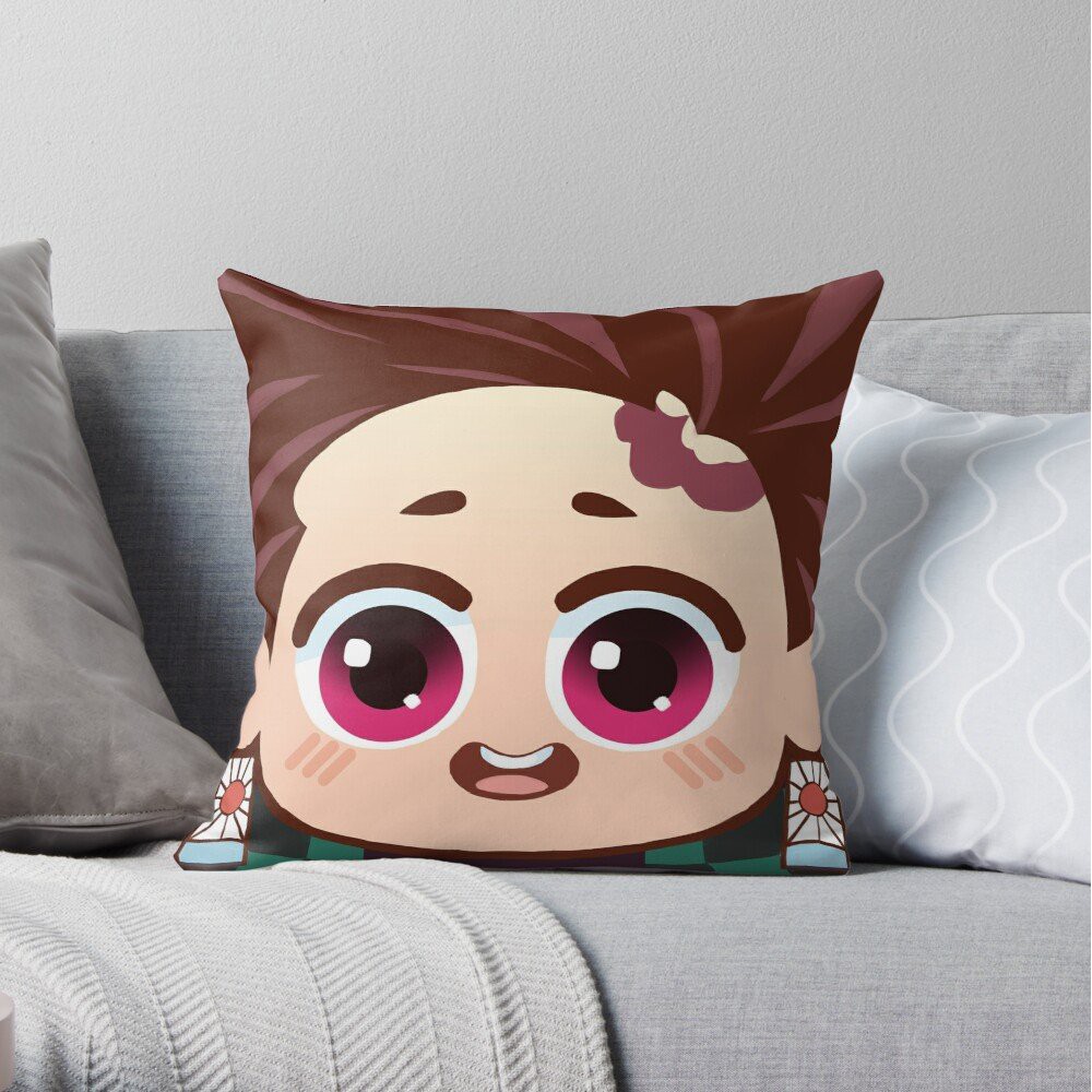 Gối IN HÌNH KIMETSU NO YAIBA THANH GƯƠM DIỆT QUỶ ver mắt long lanh anime chibi dễ thương gồm cả vỏ và ruột
