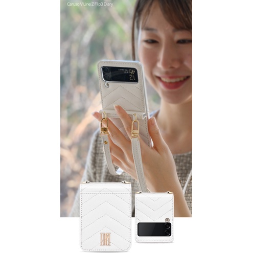 Ốp Điện Thoại Da Nắp Gập Có Ngăn Đựng Thẻ + Dây Đeo Vai Chữ V Cho Samsung GALAXY   {Z Flip 3