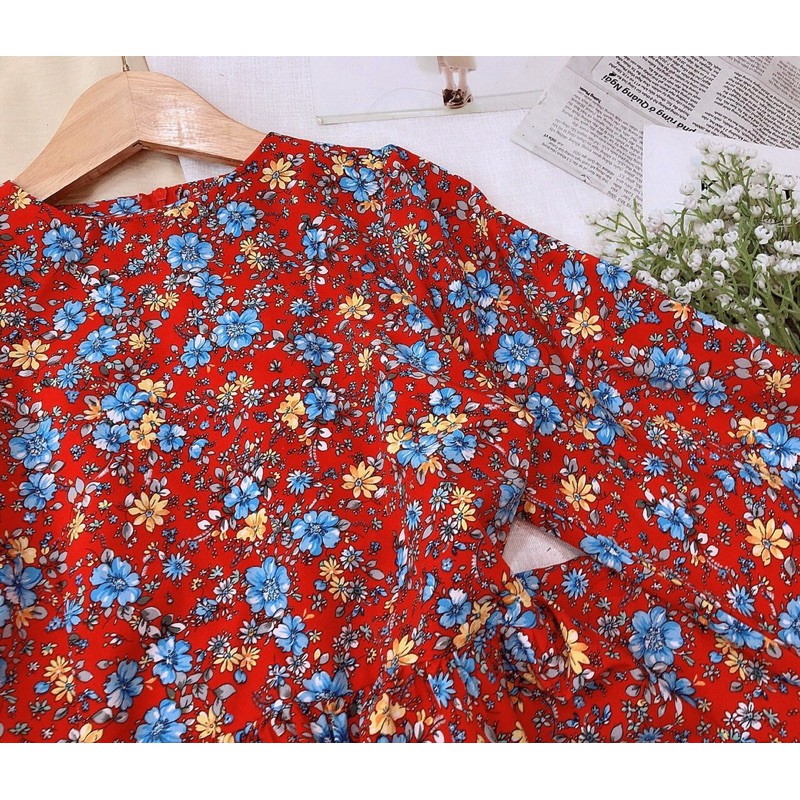 Đầm maxi 🌺Freeship🌺 Đầm maxi hoa nhí dáng vintage tay dài 4 màu dễ thương | BigBuy360 - bigbuy360.vn