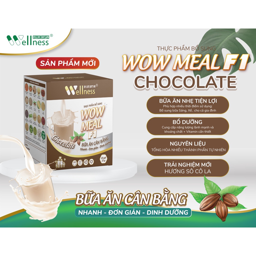 Bữa Ăn Lành Mạnh Wowmeal F1 Vị Socola Cung Cấp Dinh Dưỡng BCA31