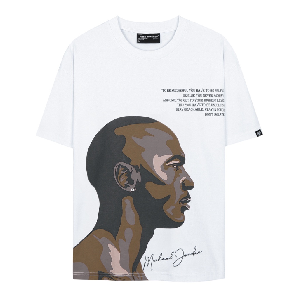 Áo Thun Michael Jordan Màu Trắng Hình In Sắc Nét Chất Liệu 100% Cotton Form Rộng Thoải Mái Unisex Nam Nữ