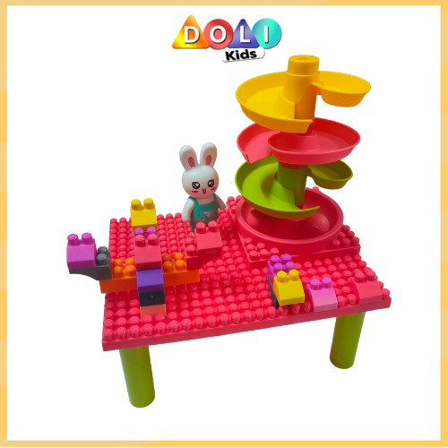 Đồ chơi xếp hình đu quay gấu có bàn lắp Doli Kids, lego lắp ghép cho bé từ 3 tuổi túi 23,5 x 31,5 cm