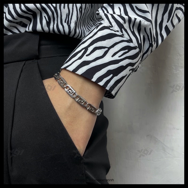 Vòng Tay Thép Titan Không Gỉ Phong Cách Đường Phố Âu Mỹ Unisex Cá Tính