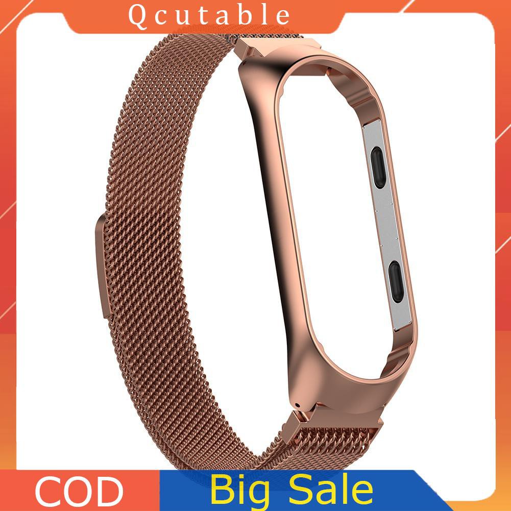 Dây Đeo Thay Thế Chất Liệu Kim Loại Dạng Lưới Cho Xiaomi Miband 3 4 L # S4