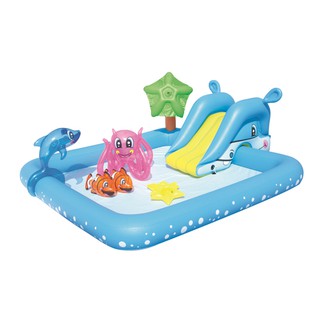 [Sỉ] Bể bơi phao liên hoàn có cầu trượt và đồ chơi, KT: 2.39m x 1.57m x 46cm, bể phao khổng lồ