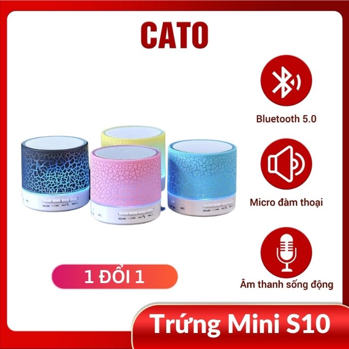 Loa Trứng Mini Bluetooth S10 Kiêm Đèn Led Nháy Theo Nhạc_Loa Cầm Tay Nhỏ Gọn Siêu Dễ Thương Nhiều Màu Sắc_Lỗi 1 Đổi 1