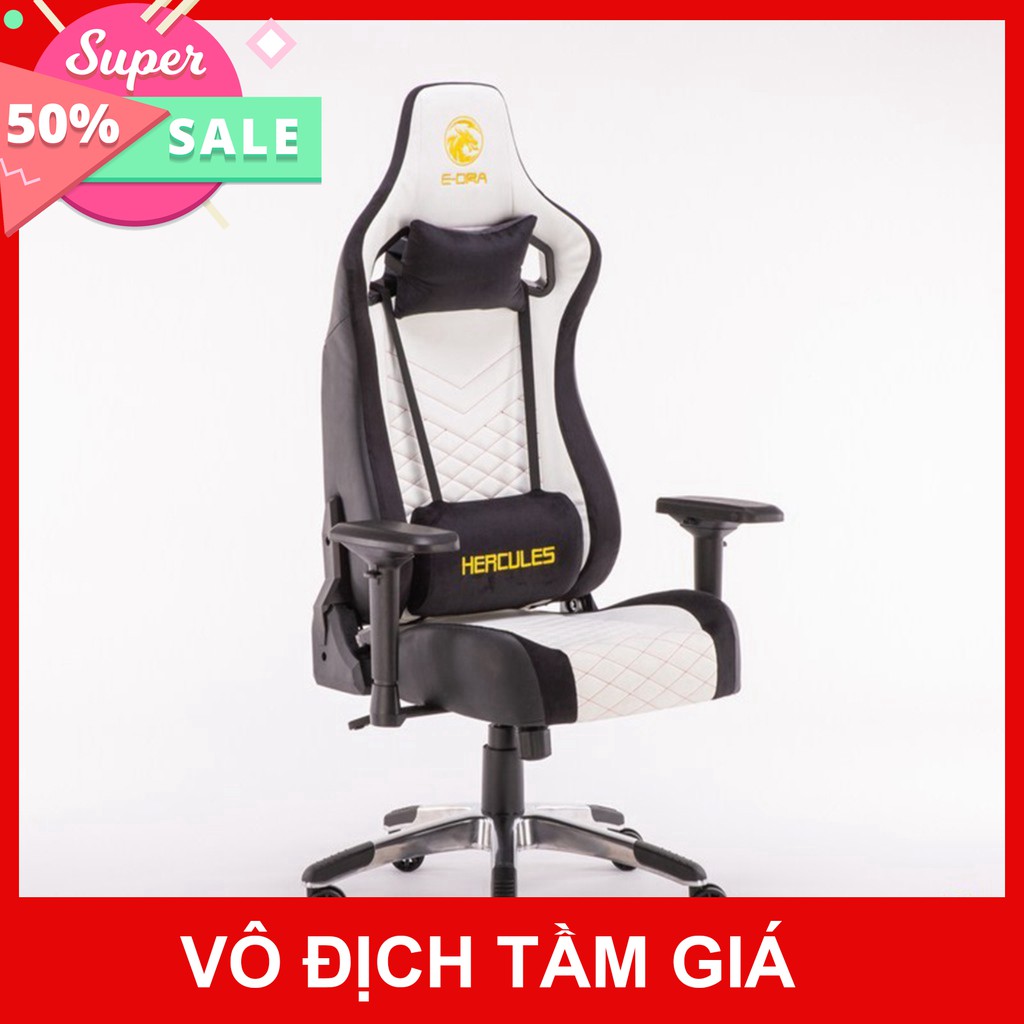 Ghế gaming E-DRA Hercules EGC203 PRO - Màu đen và trắng - Chất liệu da PU và Foam cao cấp - Bảo hành 12 tháng