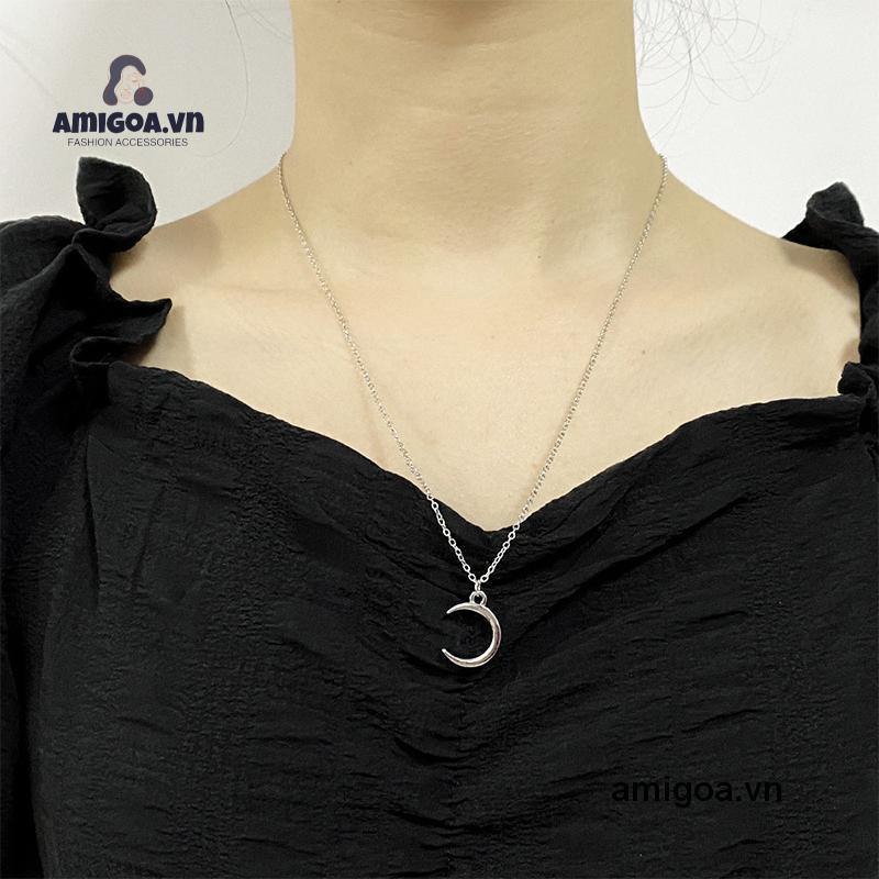 ✨✨Vòng cổ mạ bạc 925 hình mặt trăng đơn giản phong cách Hàn Quốc