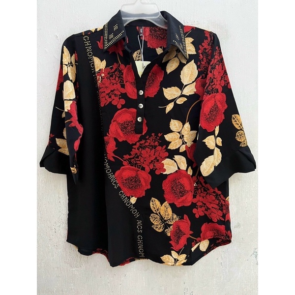 Áo Sơ Mi Nữ Trung Niên Form Dài Rộng Free Size 55-75kg