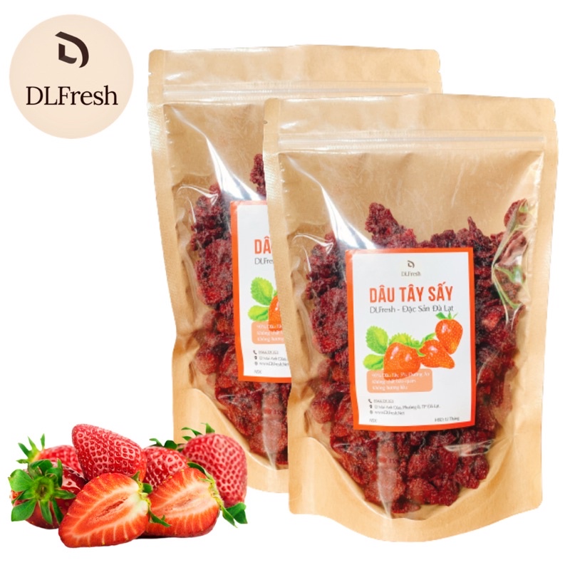 Dâu tây sấy lạnh DLFresh dâu sấy khô đặc biệt, dâu tây sấy lạnh không đường