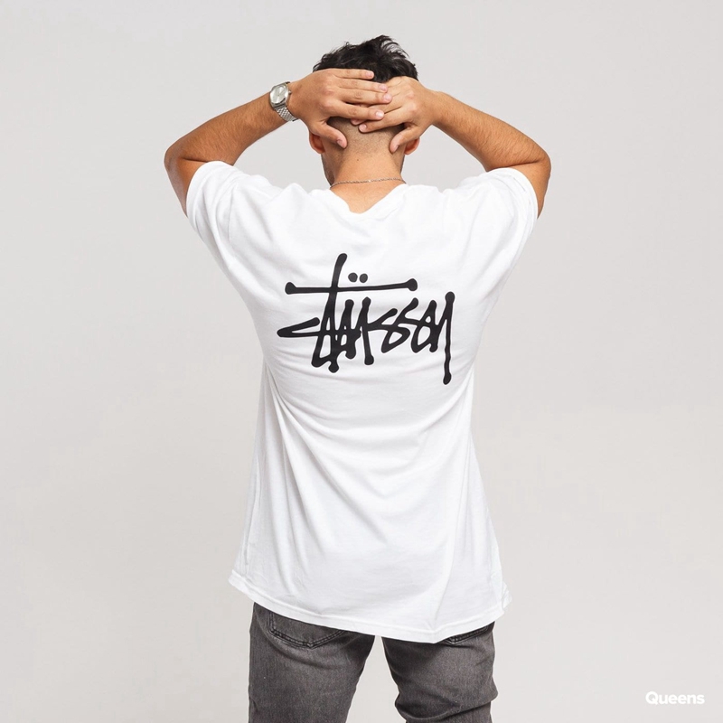 Áo thun tay ngắn in chữ STUSSY màu trắng đen thời trang năng động cho nam | BigBuy360 - bigbuy360.vn
