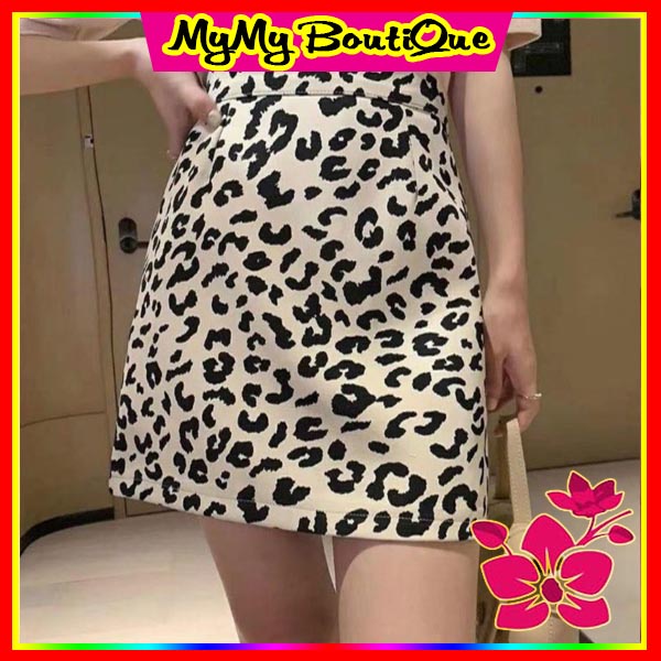 Chân Váy Ngắn Chữ A Họa Tiết Beo, Dáng Công Sở, Áo Phông Đen Freesize dưới 58kg