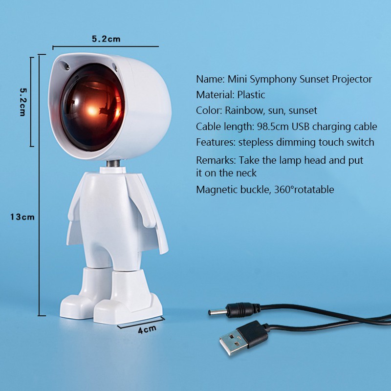 [Hot] ✨Sunset Lamp✨ Thiết kế Robot Máy chiếu LED USB Khí quyển Điều khiển cảm ứng ánh sáng ban đêm Nhiếp ảnh Trang chủ Phòng Trang trí Tường Tab Chiếu