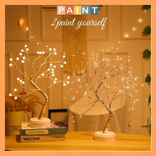Đèn ngủ để bàn, đèn LED hình cây trang trí phòng, decor dùng Pin hoặc USB nôi thất phòng ngủ