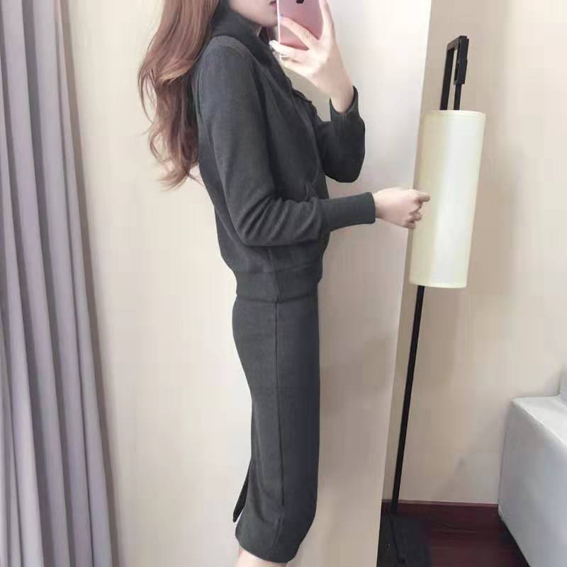 Bộ Áo Hoodie Dáng Rộng + Chân Váy Xẻ Tà Thời Trang Mùa Thu 2020 Mới Cho Nữ