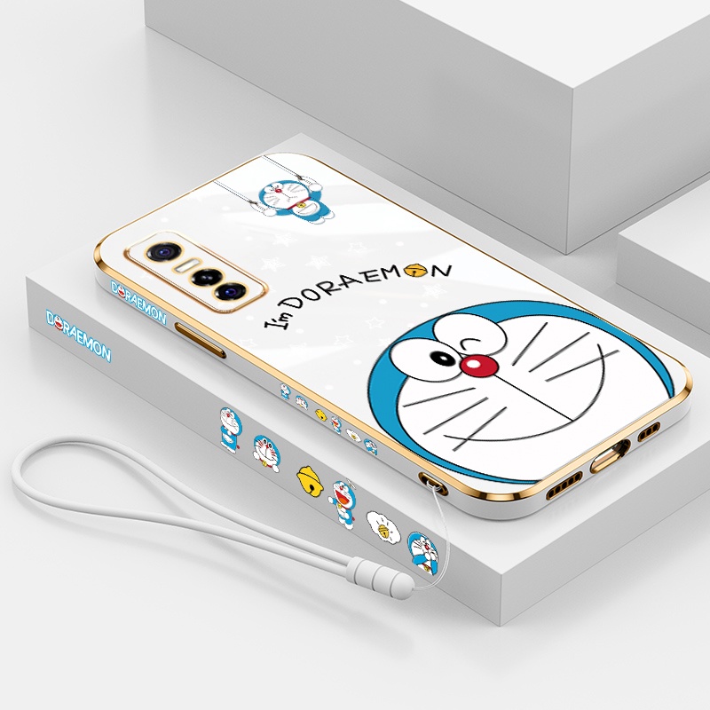 Ốp Điện Thoại Mạ Vàng Họa Tiết Doraemon Cho Samsung A22 M22 M32 A32 A52 A52S A72 4G 5G S10 Plus S20 FE