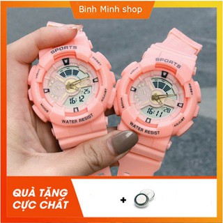 Đồng hồ nữ SPORT 2 điện tử chạy full kim và điện tử dây cao su siêu bền chống nước tốt