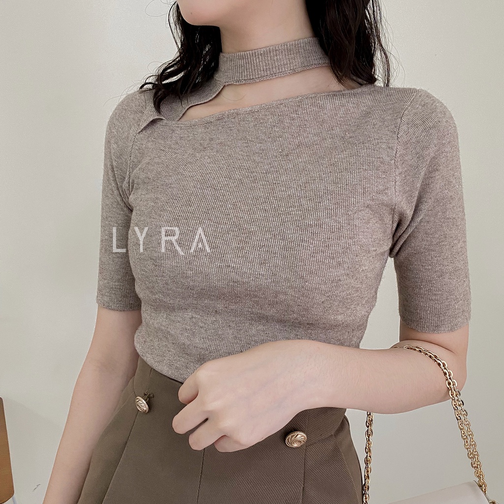 Áo len cộc tay cutout ngực  LYRA, chất len mềm mịn xinh xắn, mẫu hot 20121- VSYAL0010 | BigBuy360 - bigbuy360.vn