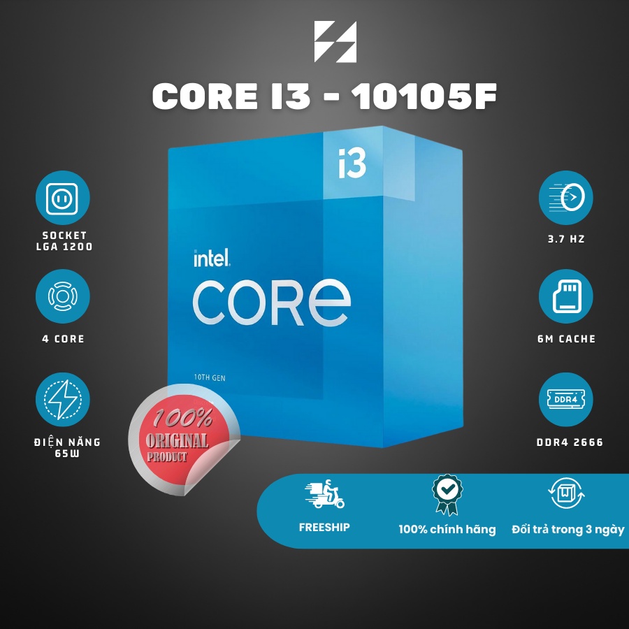 CPU Intel Core i3-10105F bộ vi xử lý máy tính  chính hãng PCXANH