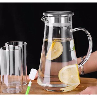 Bình thuỷ tinh chịu nhiệt cao cấp có nắp lọc 1500ml - đun được trên bếp