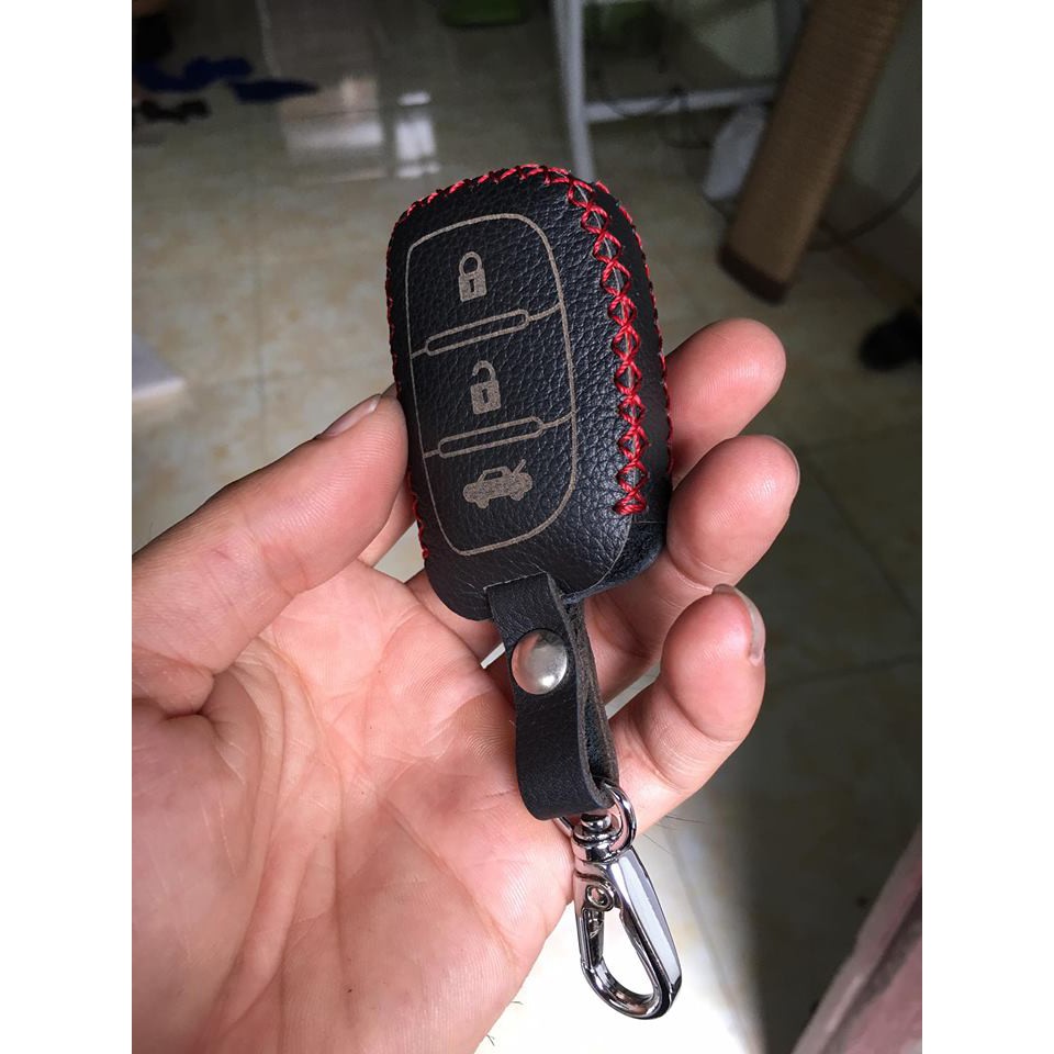 bao da chìa khoá Hyundai i10, i20 active, elantra ( chià thông minh) da bò 100%, khắc tên sdt lên bao da) Tặng Móc Khóa