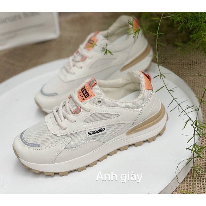 TT30 - Giày thể thao pha lưới pha cam đế nâu siêu nhẹ - Hàng cao cấp ( Ảnh thật ,video)