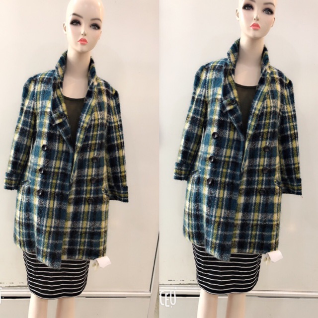 Áo khoát dạ  lông tay lỡ họa tiết combo