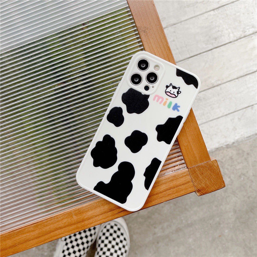 Ốp Điện Thoại Silicone Mềm Họa Tiết Bò Sữa Cho IPhone 7 8Plus SE X XS XR XSMAX 11 11pro 11promax 12 12promax