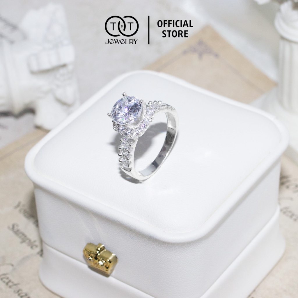 Nhẫn Bạc Nữ Mặt Vuông hàng đá cao s925 T&amp;T Jewelry cao cấp NN020