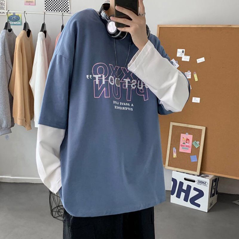 Áo Thun Phối Tay PTON Unisex, Form Rộng Tay Dài Siêu Hot( Kèm Ảnh Thật)
